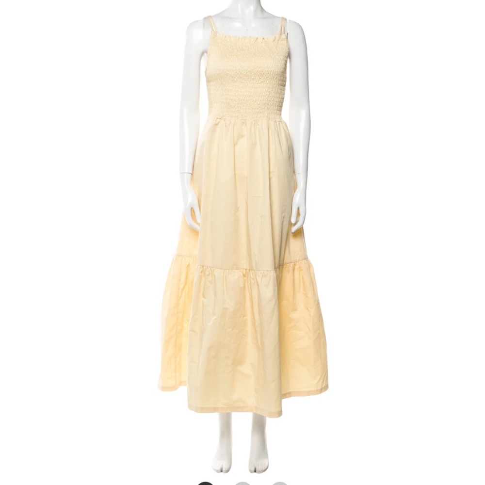 RODEBJER pale yellow tiered dress